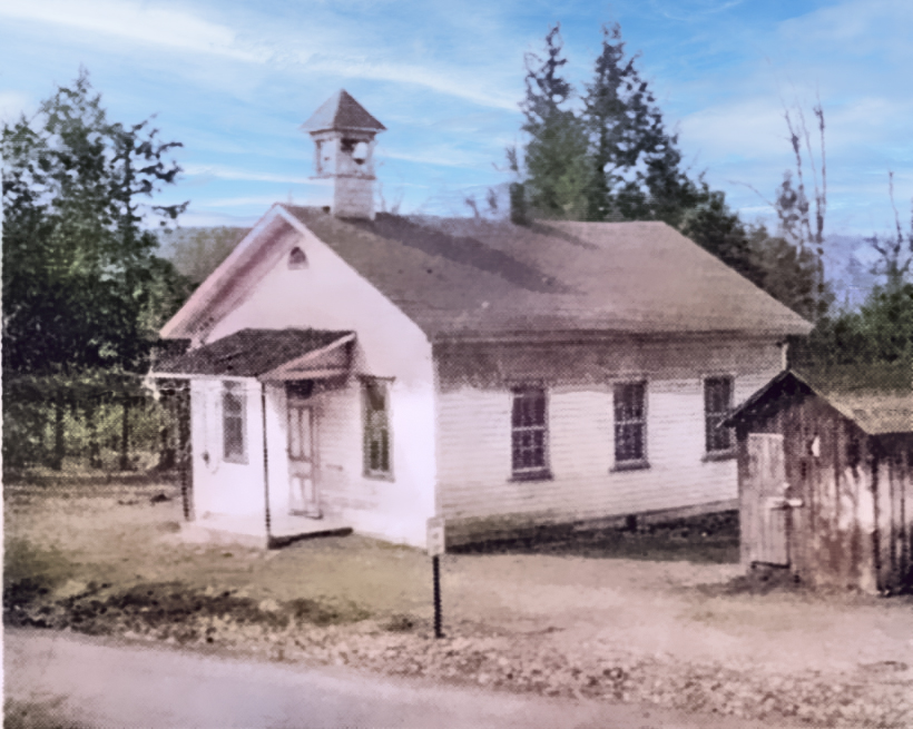 Pine Grove School in black and white